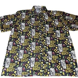 MLB Pittsburgh Pirates Let’s Go Bucs Hawaiian Button Down Shirt Cook Out Tiki